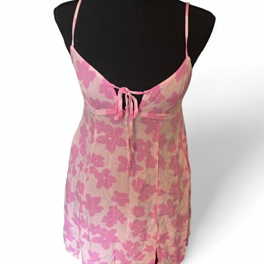 Wild Fable Pink Floral Tie-Front Slip Mini Dress - Size S